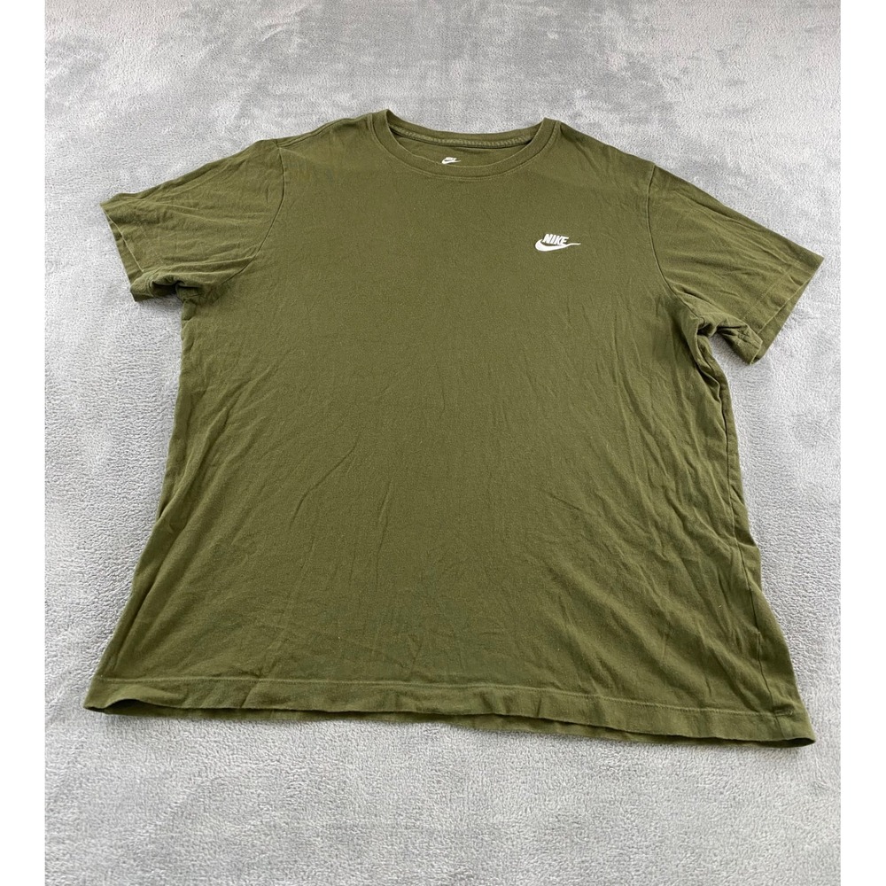 Nike Mens Olive Green Short Sleeve Embroidered Logo Crew Neck Tee Shirt XL